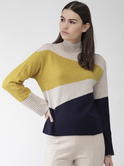 

Marks & Spencer Women Beige & Yellow Colourblocked Pullover Sweater