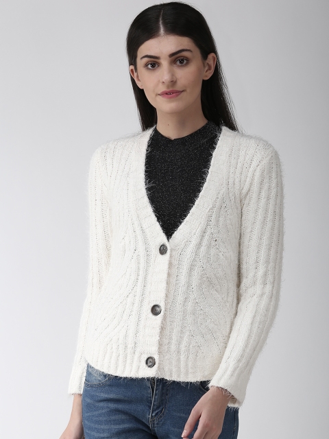 

Marks & Spencer Women White Fuzzy Self Design Cardigan