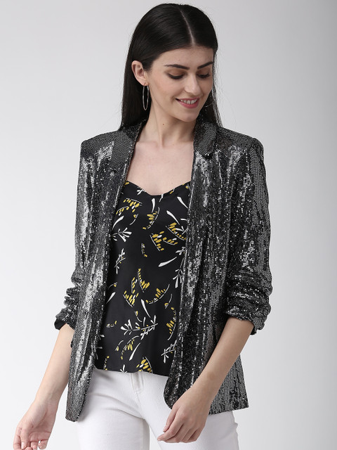 

Marks & Spencer Women Silver Sequinned Open Front Jacket
