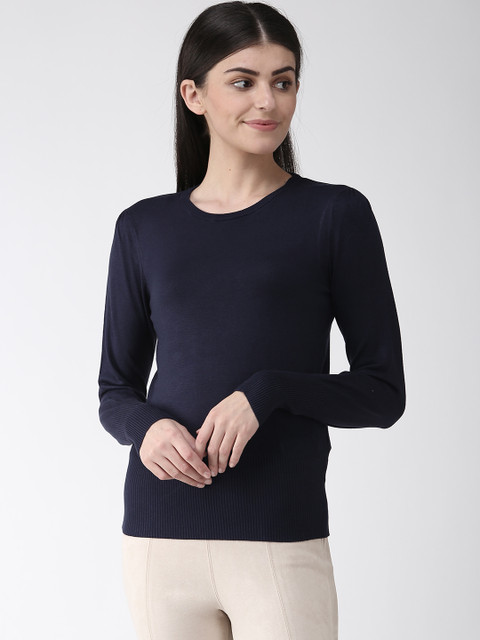 

Marks & Spencer Women Navy Blue Solid Pullover