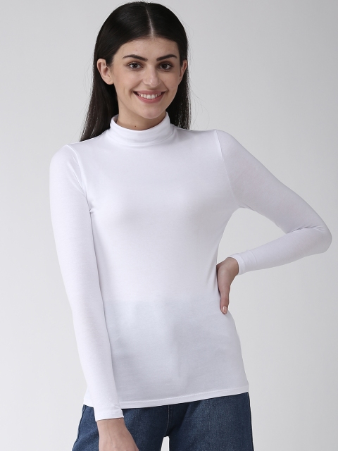 

Marks & Spencer Women White Solid High Neck T-shirt