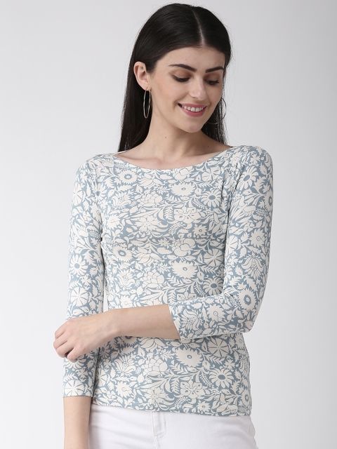 

Marks & Spencer Women Blue & Off-White Printed Fitted Top