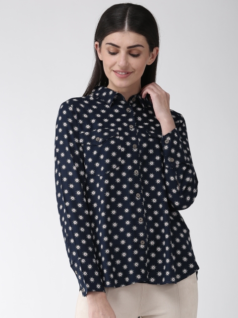 

Marks & Spencer Women Navy Blue & Off-White Regular Fit Printed Casual Shirt