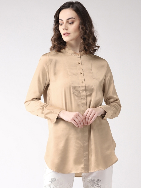

Marks & Spencer Women Beige Satin Finish Regular Fit Solid Casual Shirt