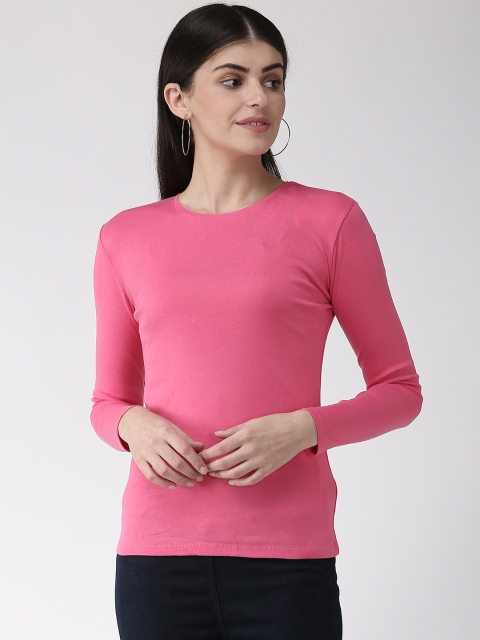

Marks & Spencer Women Pink Solid Round Neck T-shirt