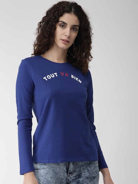 

Marks & Spencer Women Blue Printed Round Neck T-shirt