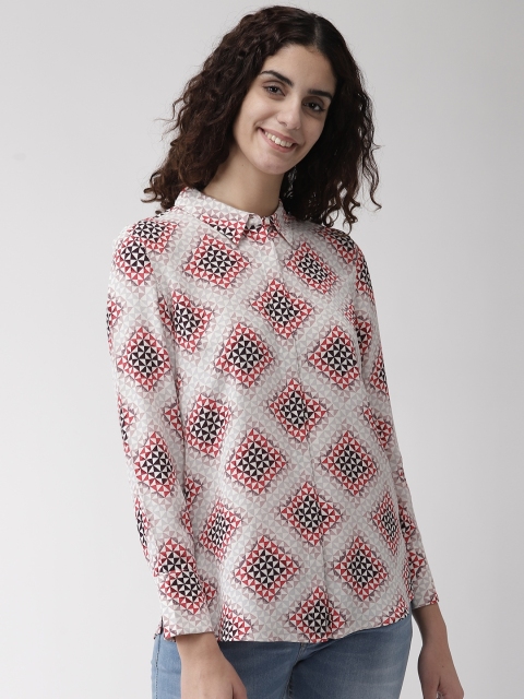 

Marks & Spencer Women Off-White & Red Regular Fit Printed Casual Shirt