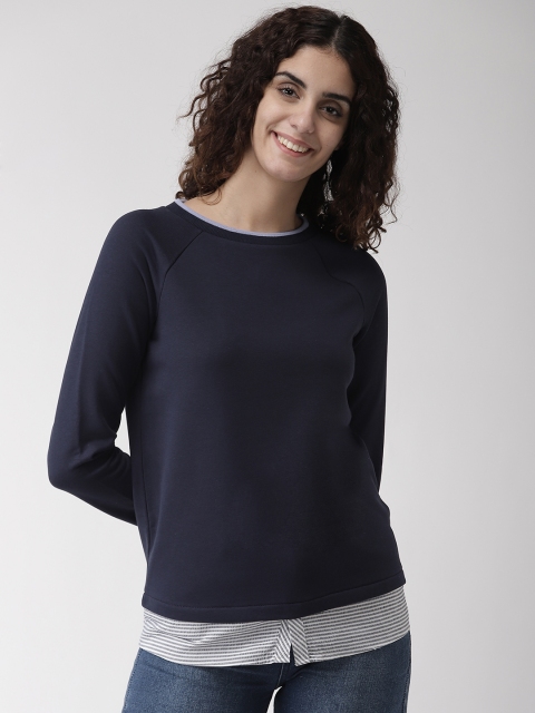 

Marks & Spencer Women Navy Blue Solid Sweatshirt