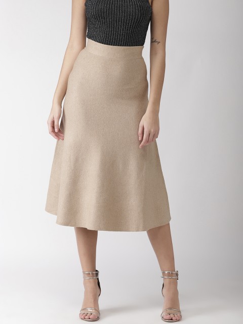 

Marks & Spencer Women Beige Solid Midi Winter A-Line Skirt