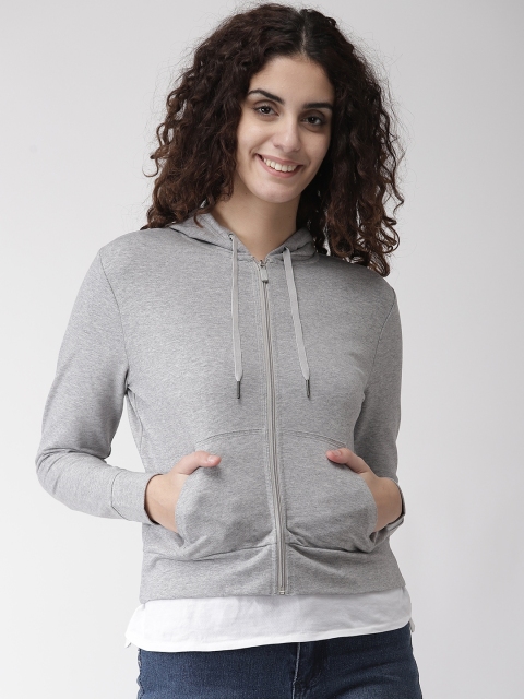 

Marks & Spencer Women Grey Melange Solid Hooded Sweatshirt