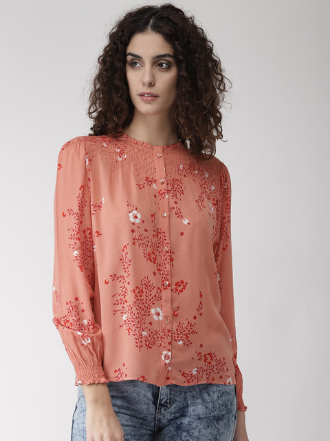 

Marks & Spencer Women Orange & Red Regular Fit Printed Casual Shirt