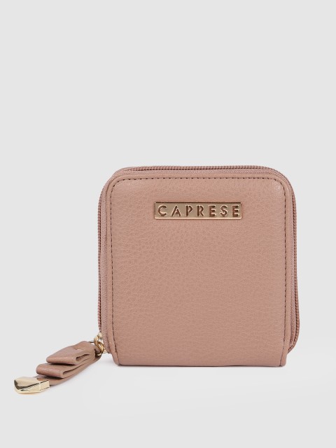 

Caprese Women Beige Solid Zip Around Wallet