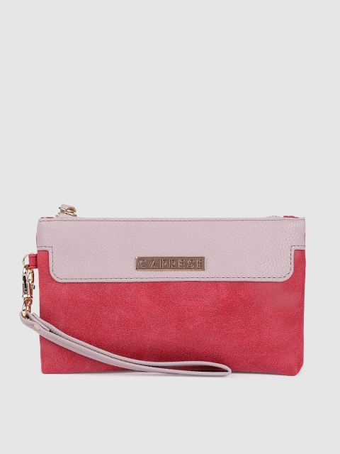 

Caprese Women Pink & Maroon Colourblocked Zip Around Wallet