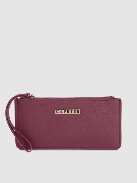 

Caprese Women Maroon Textured Zip Around Wallet