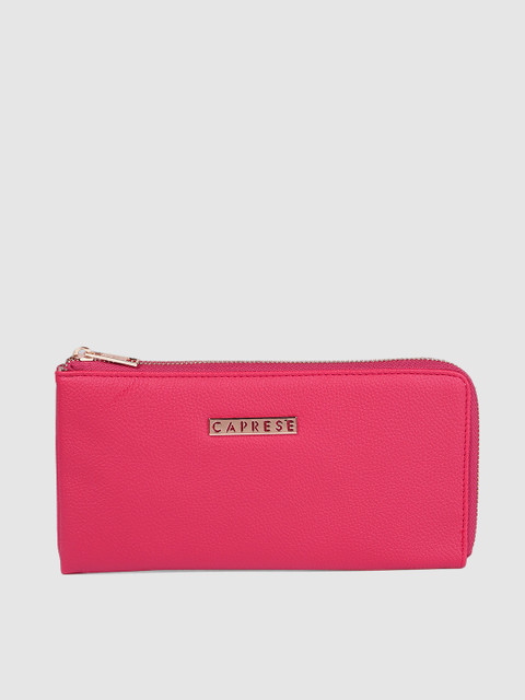 

Caprese Women Pink Solid Zip Around Wallet