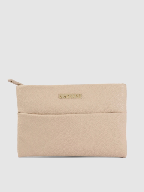 

Caprese Beige Solid Cosmetic Purse