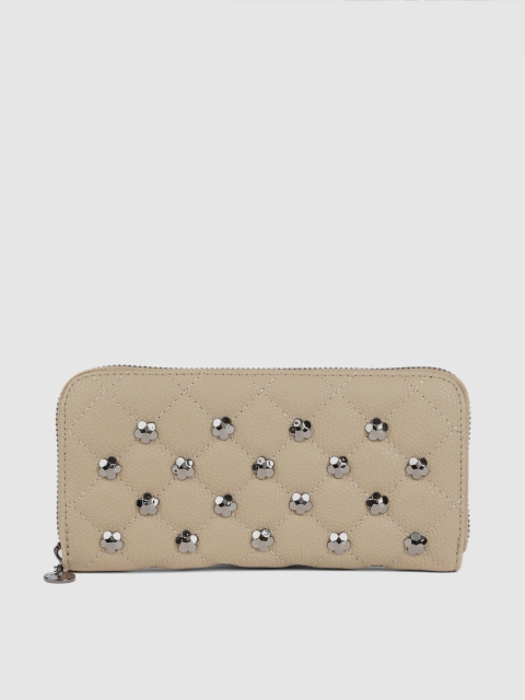 

Caprese Women Beige Solid Zip Around Wallet