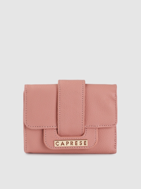 

Caprese Women Pink Solid DORITA Three Fold Wallet