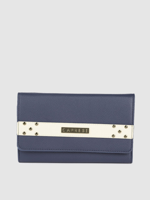 

Caprese Women Navy Blue Solid Three Fold Wallet