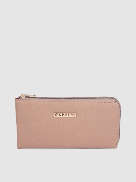 

Caprese Women Beige Solid Zip Around Wallet