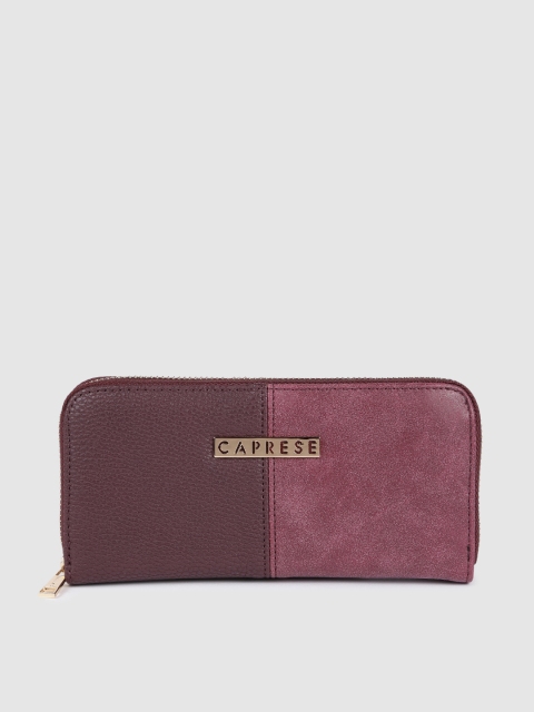 

Caprese Women Maroon Solid Zip Around Wallet