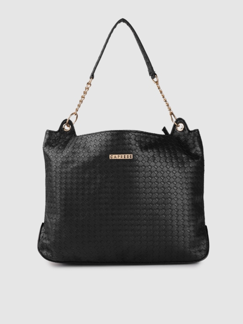 

Caprese Black Textured Hobo Bag