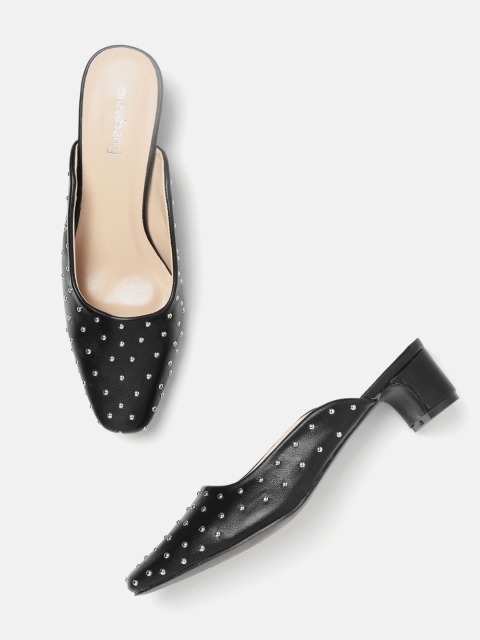 

DressBerry Women Black Embellished Mules