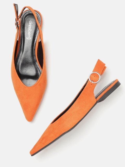 

DressBerry Women Orange Solid Flats