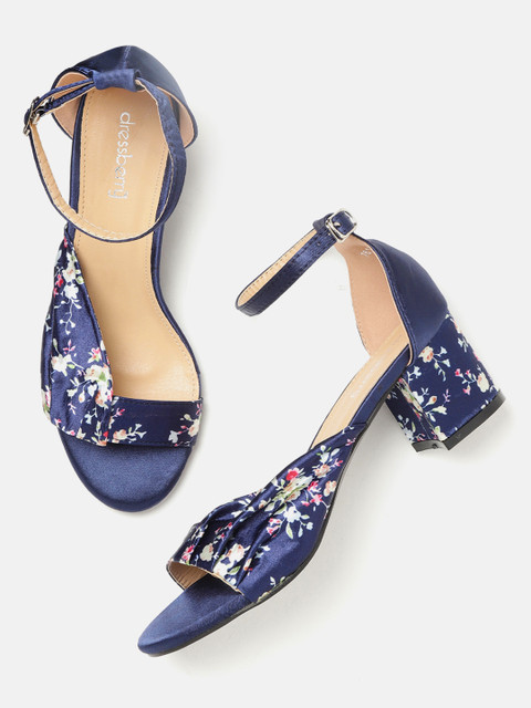 

DressBerry Women Navy Blue Printed Block Heels