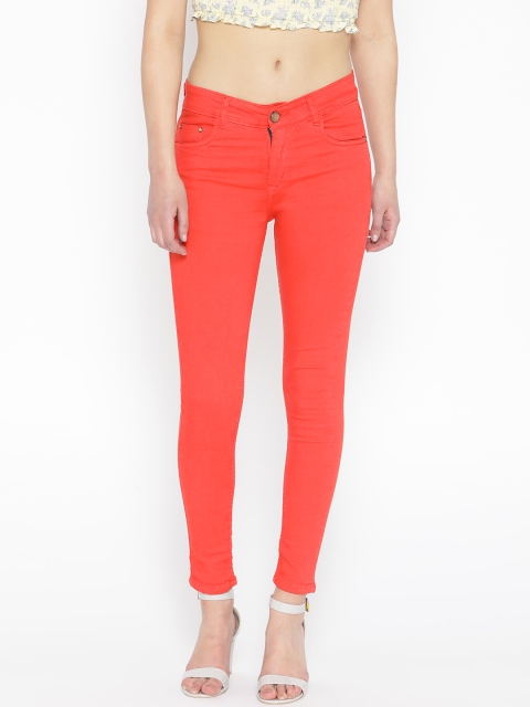 

PARIS HAMILTON Women Red Slim Fit Mid-Rise Clean Look Stretchable Jeans