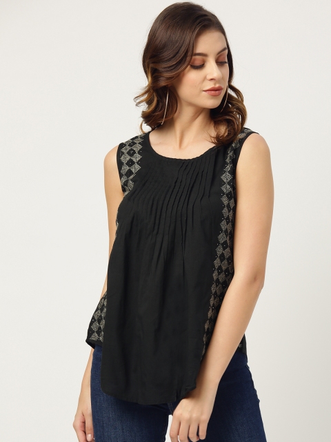 

Chinyere Women Black Embroidered A-Line Top
