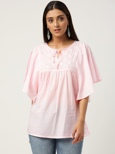 

Chinyere Women Pink Chikankari Embroidered Top