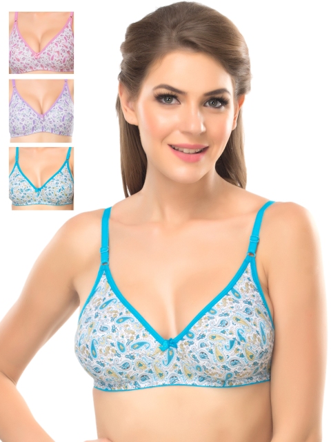 

Lady Lyka Pack of 3 Full-Coverage Printed Bras, Multi