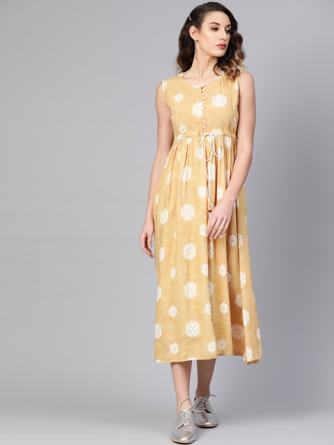 

GERUA Women Beige & Off-White Printed Maxi Dress
