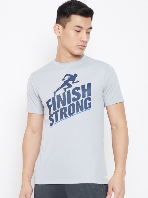 

Yuuki Men Grey & Navy Blue Printed Round Neck Training T-shirt