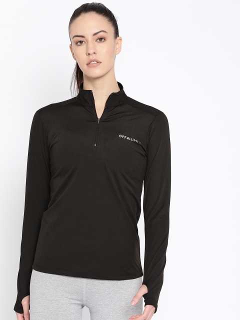 

OFF LIMITS Women Black Solid High Neck T-shirt