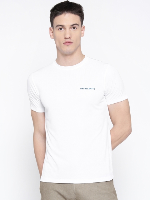 

OFF LIMITS Men White Solid Round Neck T-shirt
