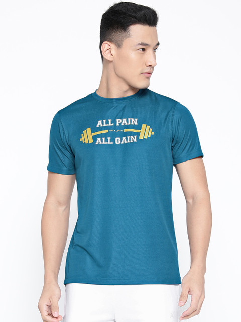 

OFF LIMITS Men Teal Blue Printed Round Neck T-shirt