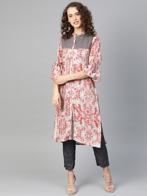 

Shree Women Blue & Pink Printed Straight Kurta