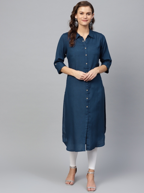 

Shree Women Navy Blue Solid Pathani Kurta