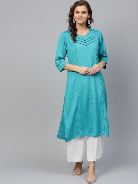 

Shree Women Blue Solid Straight Kurta