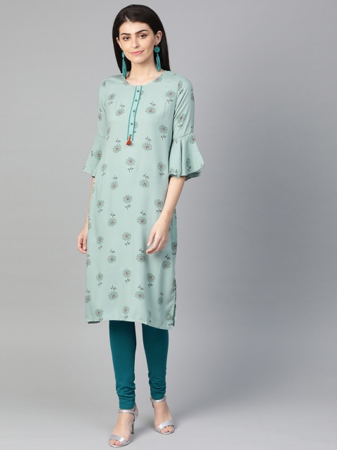

Shree Women Green Printed Straight Kurta