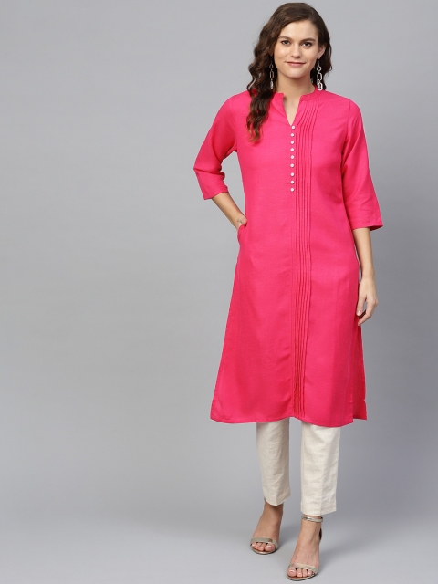

Shree Women Pink Solid Straight Kurta