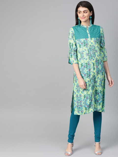 

Shree Women Green Printed Straight Kurta