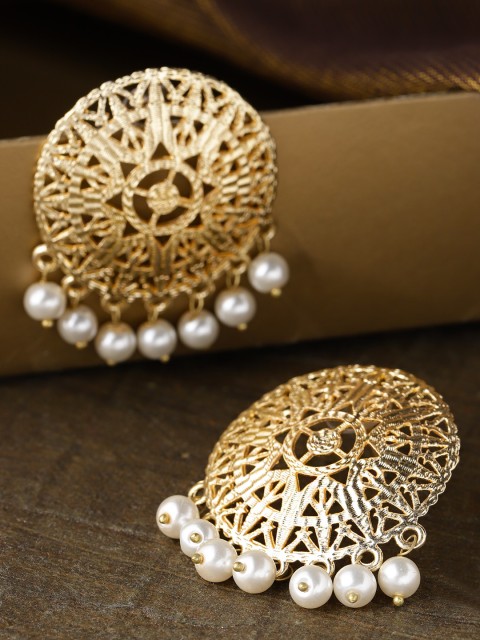 

Zobby White Gold Plated Beaded Circular Drop Earrings