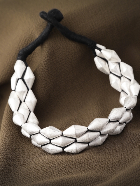 

Zobby Silver Plated Beaded Handcrafted Choker Necklace