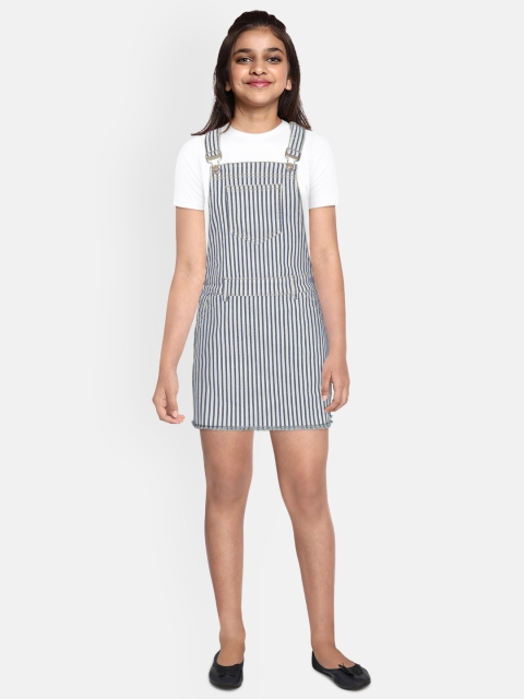 

Lee Cooper Girls White Striped Pinafore Dress