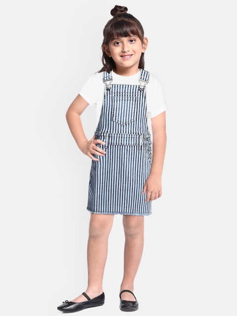 

Lee Cooper Girls Blue Striped Denim Pinafore Dress
