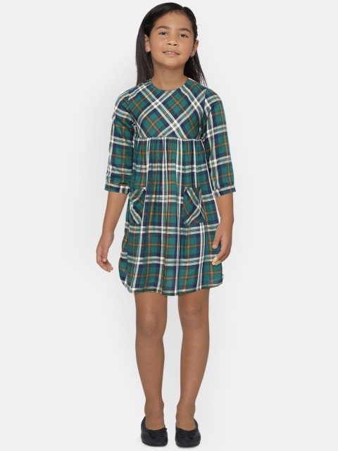 

Lee Cooper Girls Green & White Checked A-Line Dress