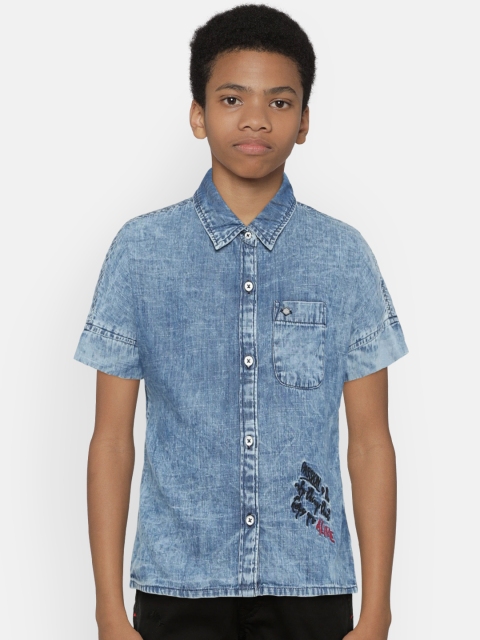 

Lee Cooper Boys Blue Regular Fit Faded Casual Shirt